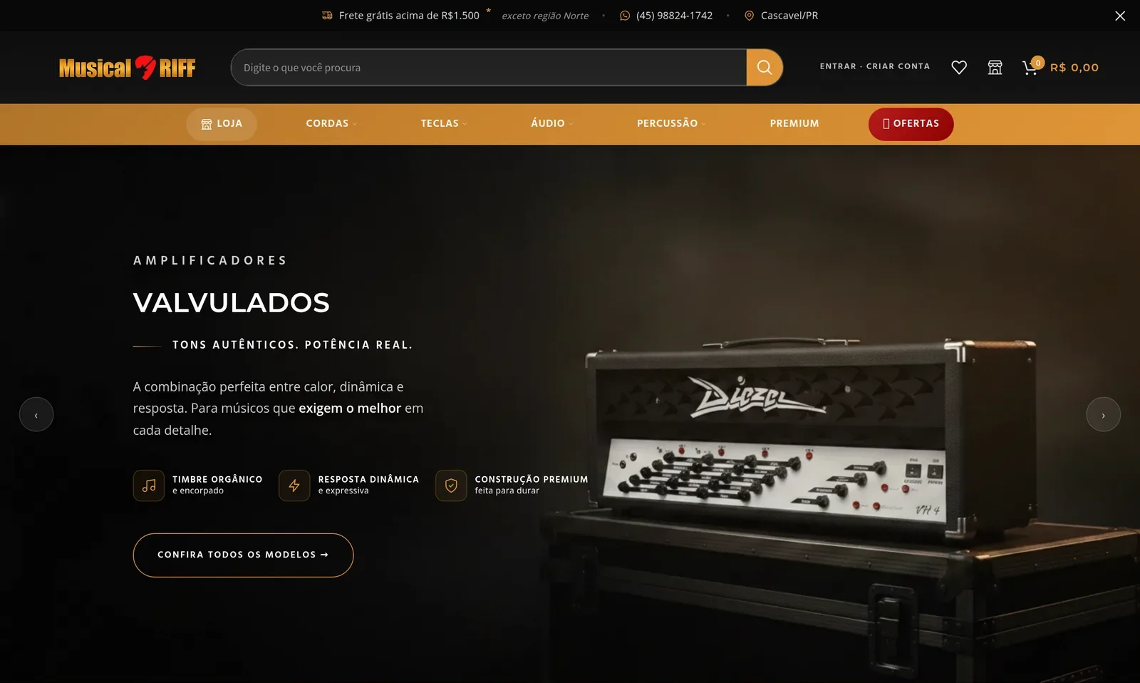 Tienda online de Musical Riff en la computadora